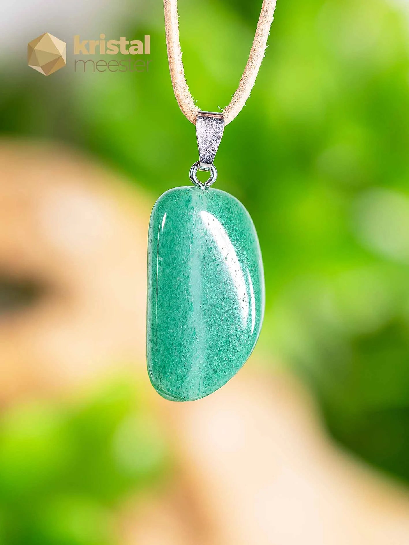 Aventurine EX pendant green with silver loop - no. 5