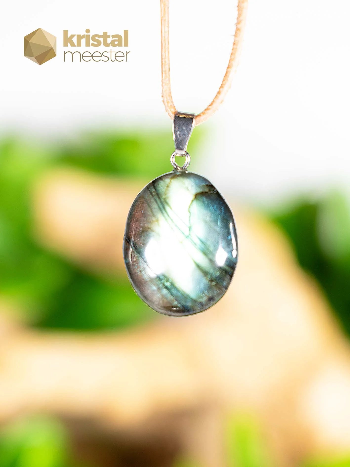 Labradoriet hanger met zilver oog - nr. 2