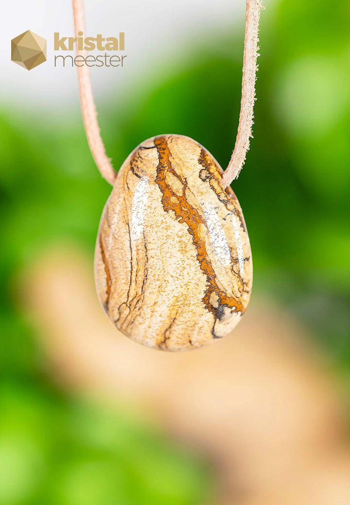 Landschap Jaspis hanger - doorboord - nr. 3