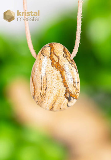 Landschap Jaspis hanger - doorboord - nr. 3