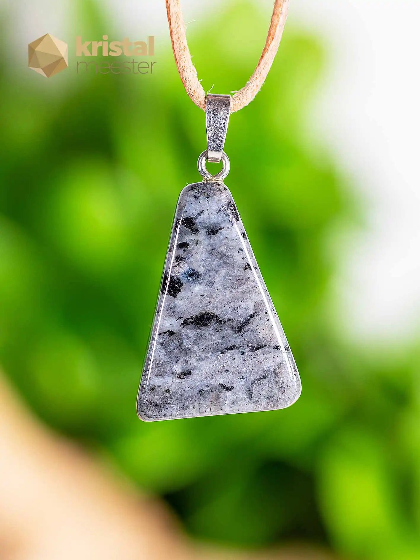 Larvikite pendant with silver loop - no. 1