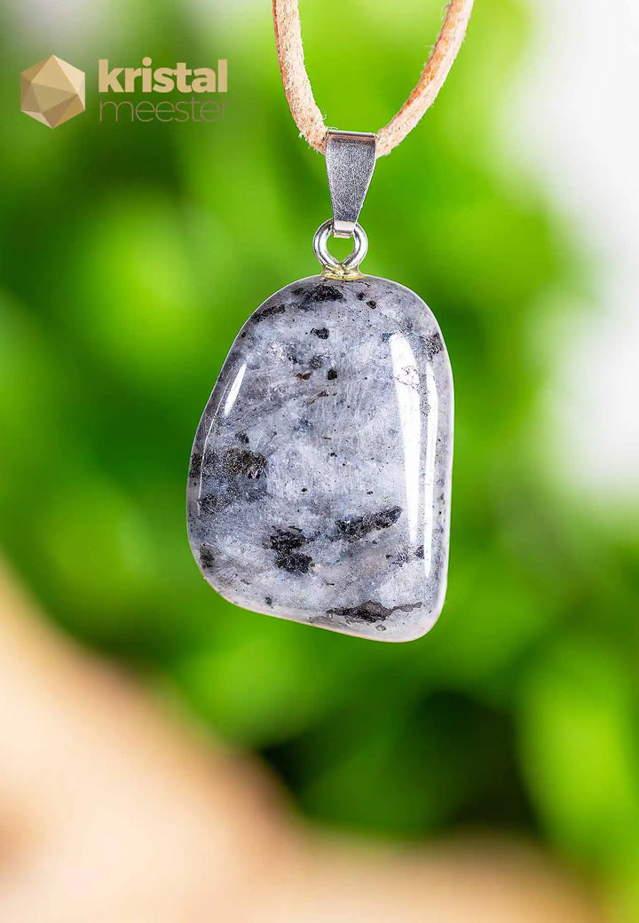 Larvikite pendant with silver loop - no. 2