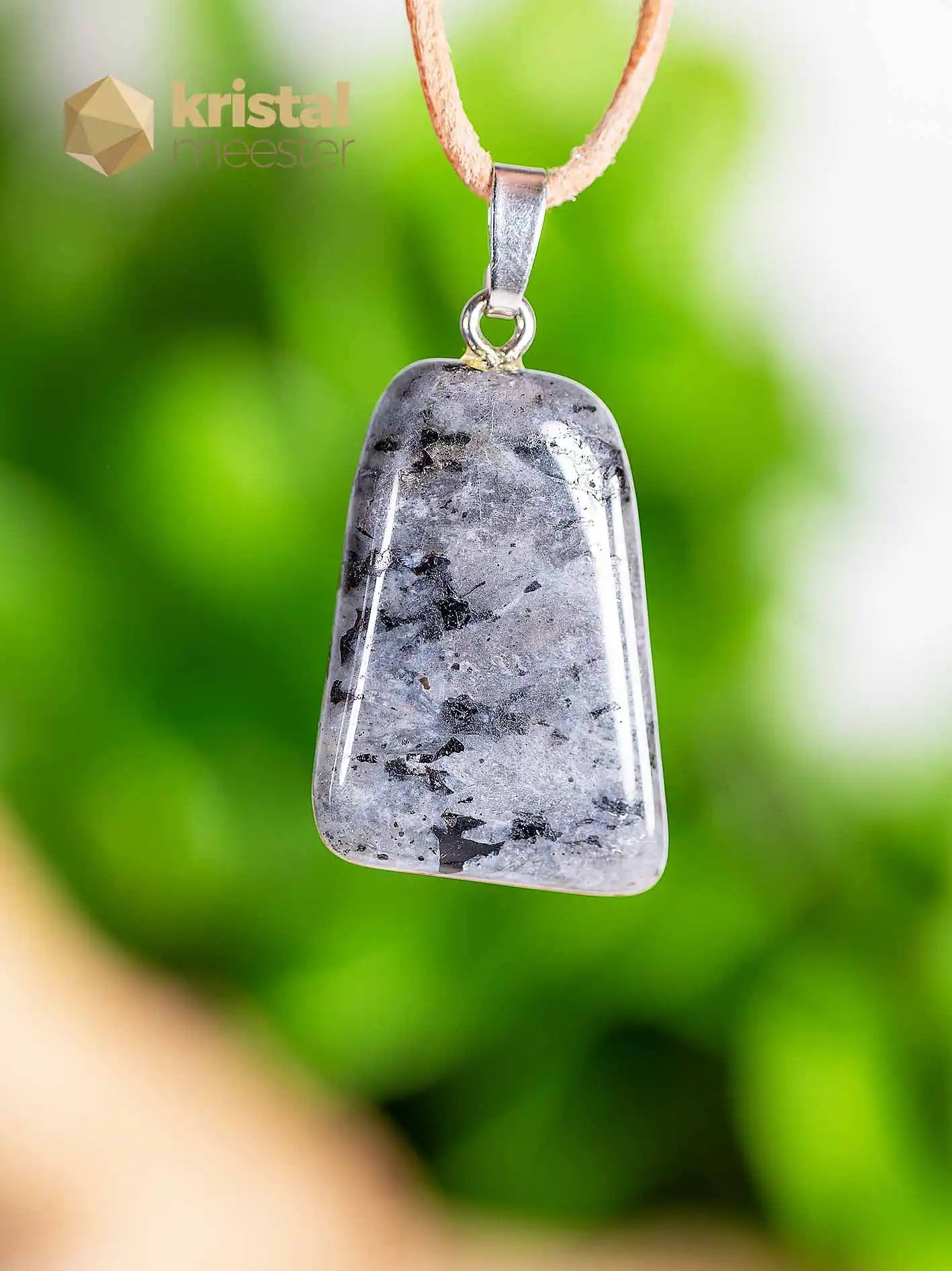 Larvikite pendant with silver loop - no. 3
