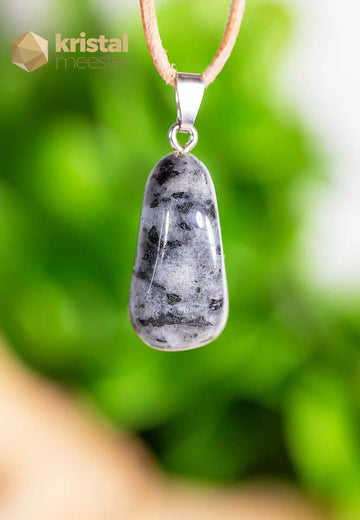 Larvikite pendant with silver loop - no. 4