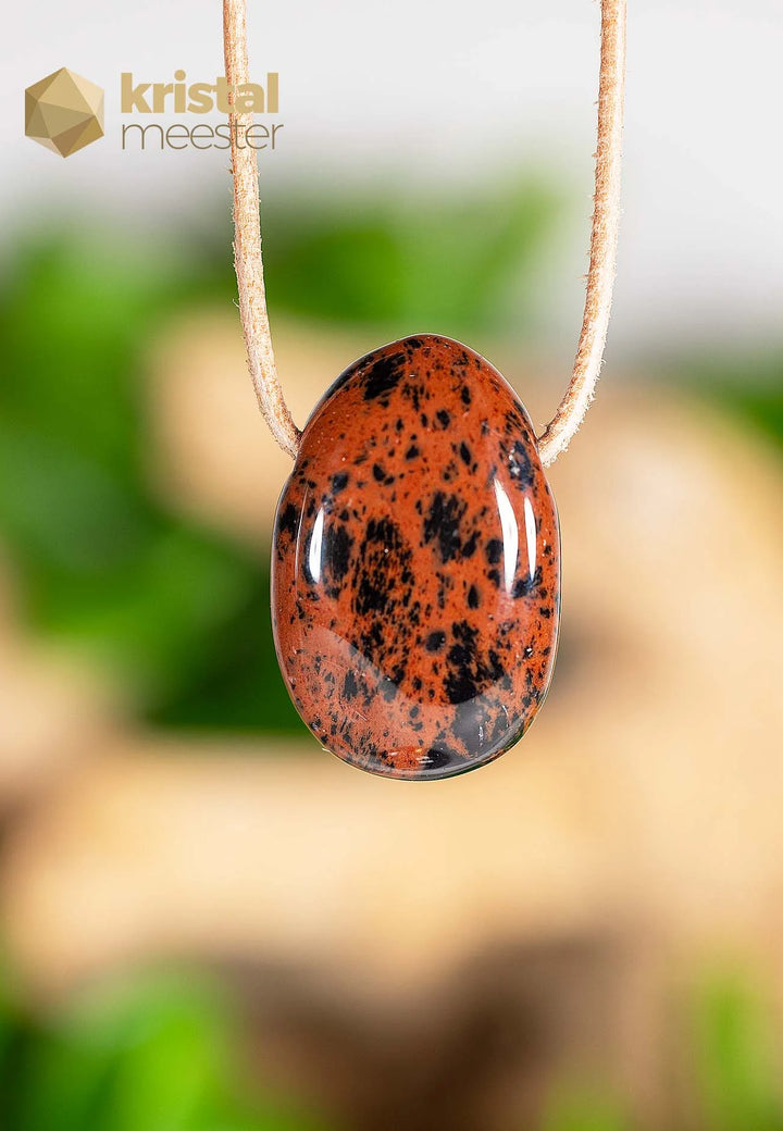 Mahonie Obsidiaan hanger, doorboord - nr. 2