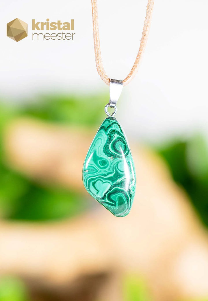 Malachite Pendant with silver loop - no. 2