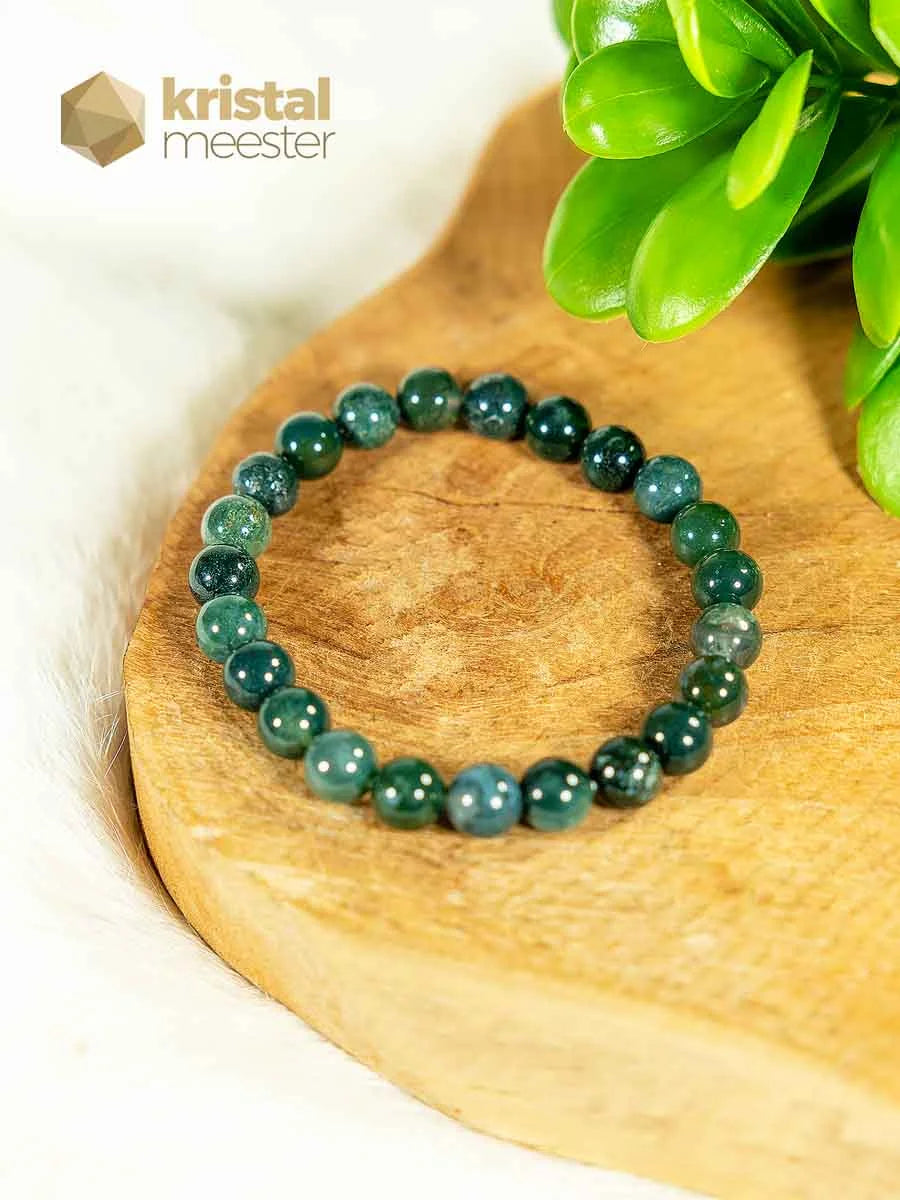 Moss Agate Ball Bracelet - 8 mm