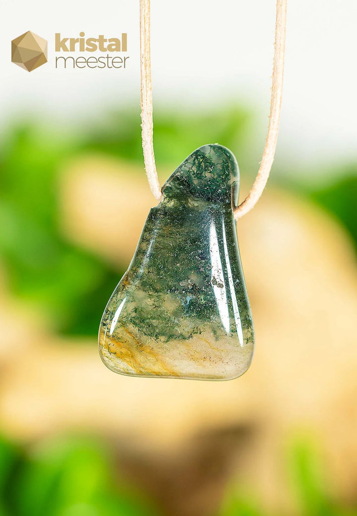 Moss Agate EX pendant, drilled - no. 1
