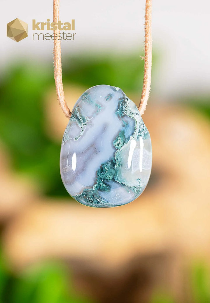 Moss Agate Pendant, drilled - no. 2