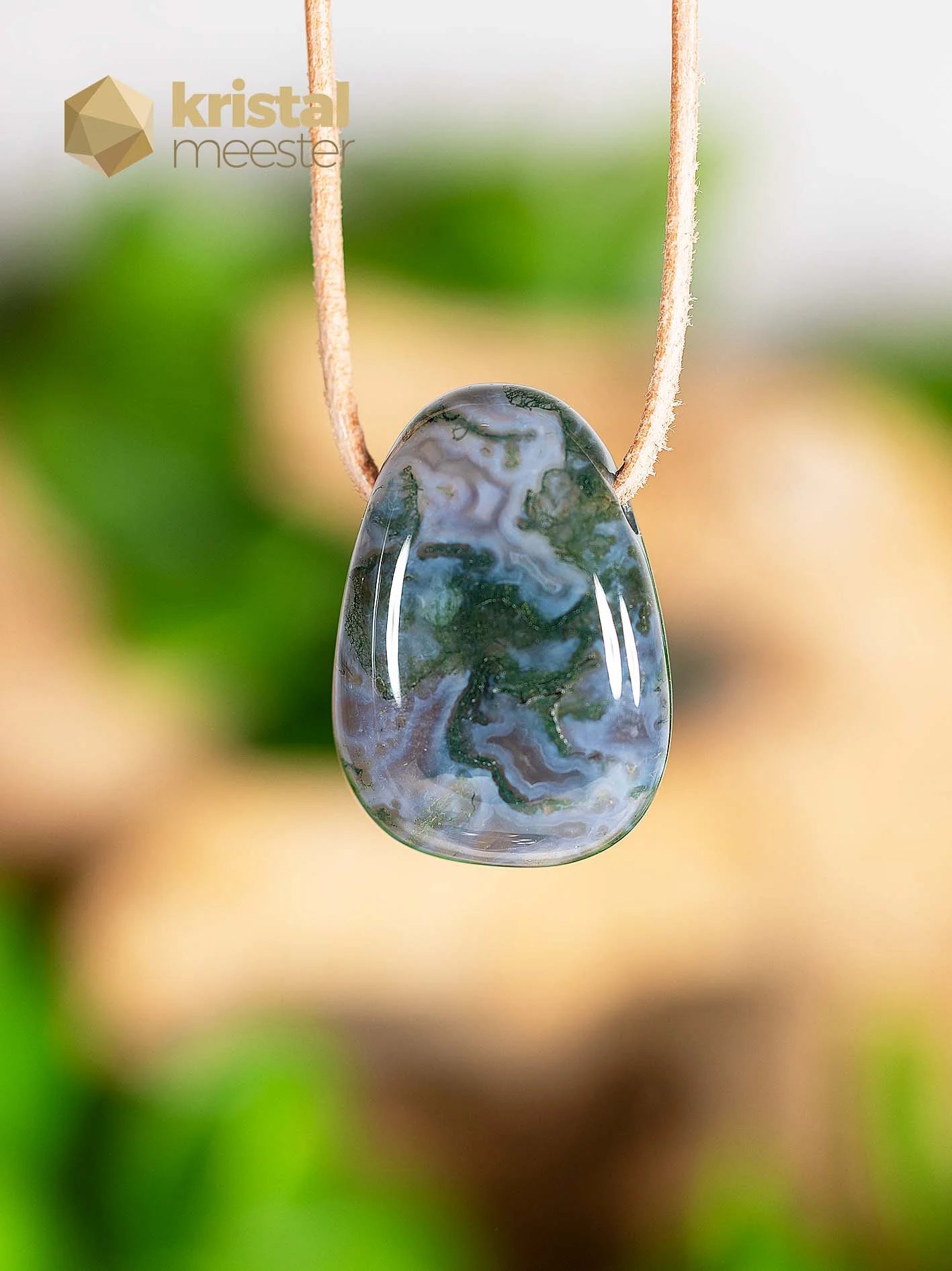 Moss Agate Pendant, drilled - no. 3
