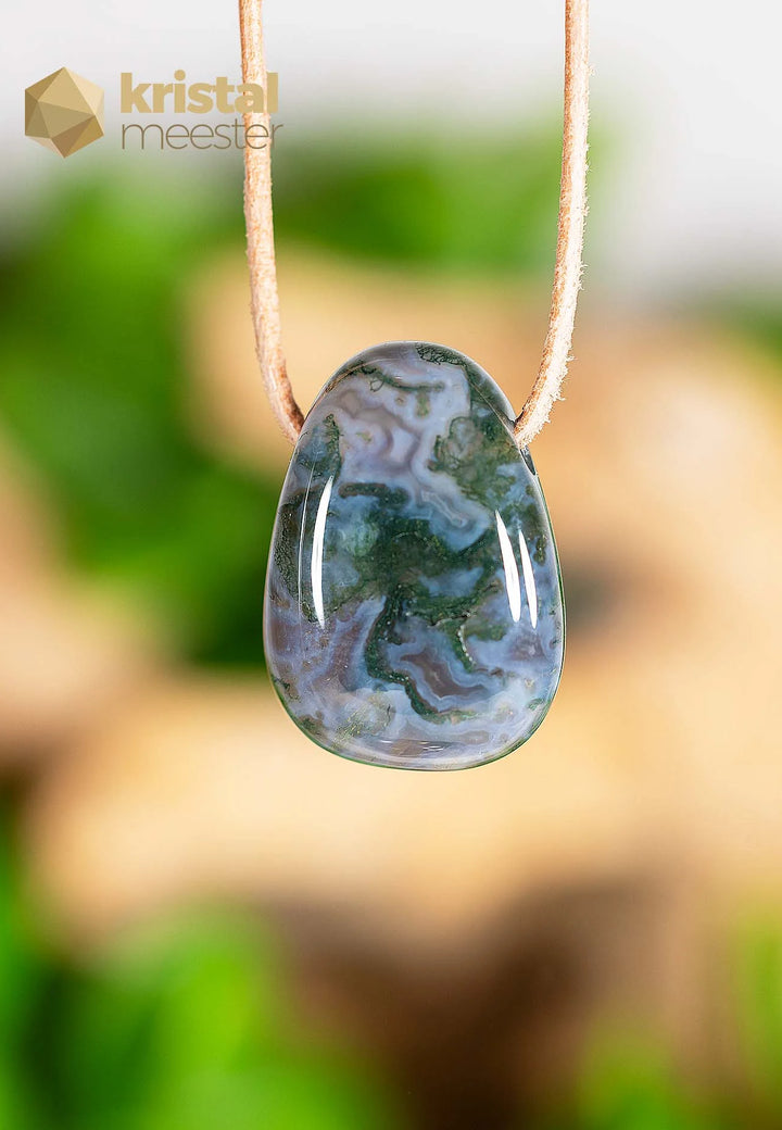 Moss Agate Pendant, drilled - no. 3