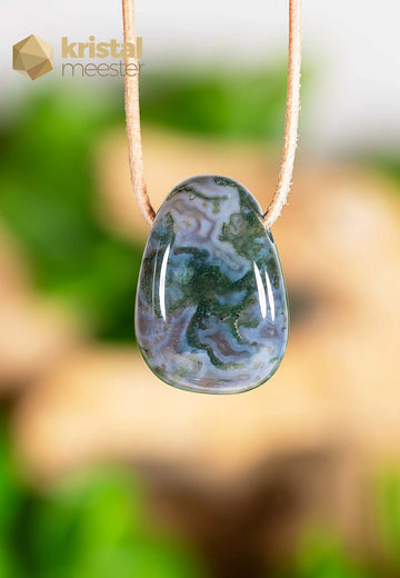 Moss Agate Pendant, drilled - no. 3