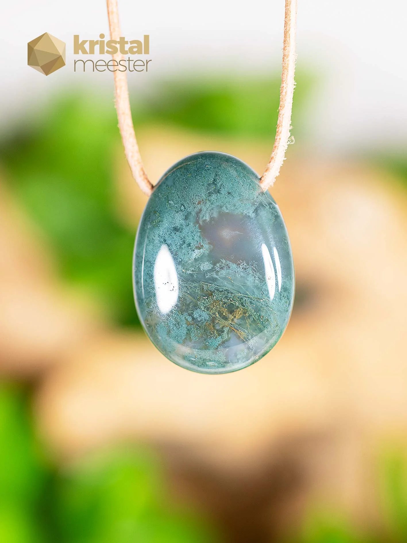 Moss Agate Pendant, drilled - no. 4