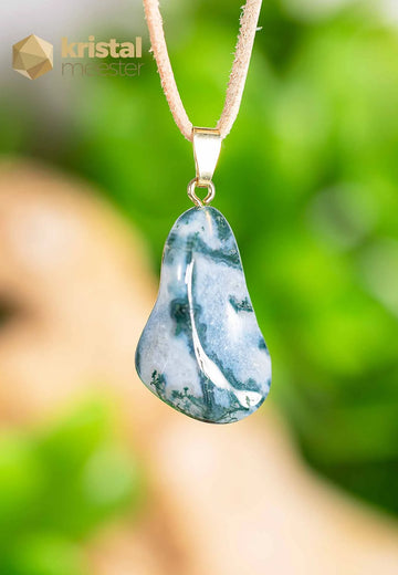 Moss Agate EX pendant, gold plated - no. 1