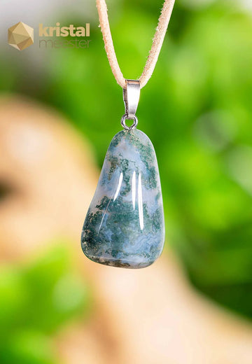 Moss Agate EX pendant with silver loop - no. 3