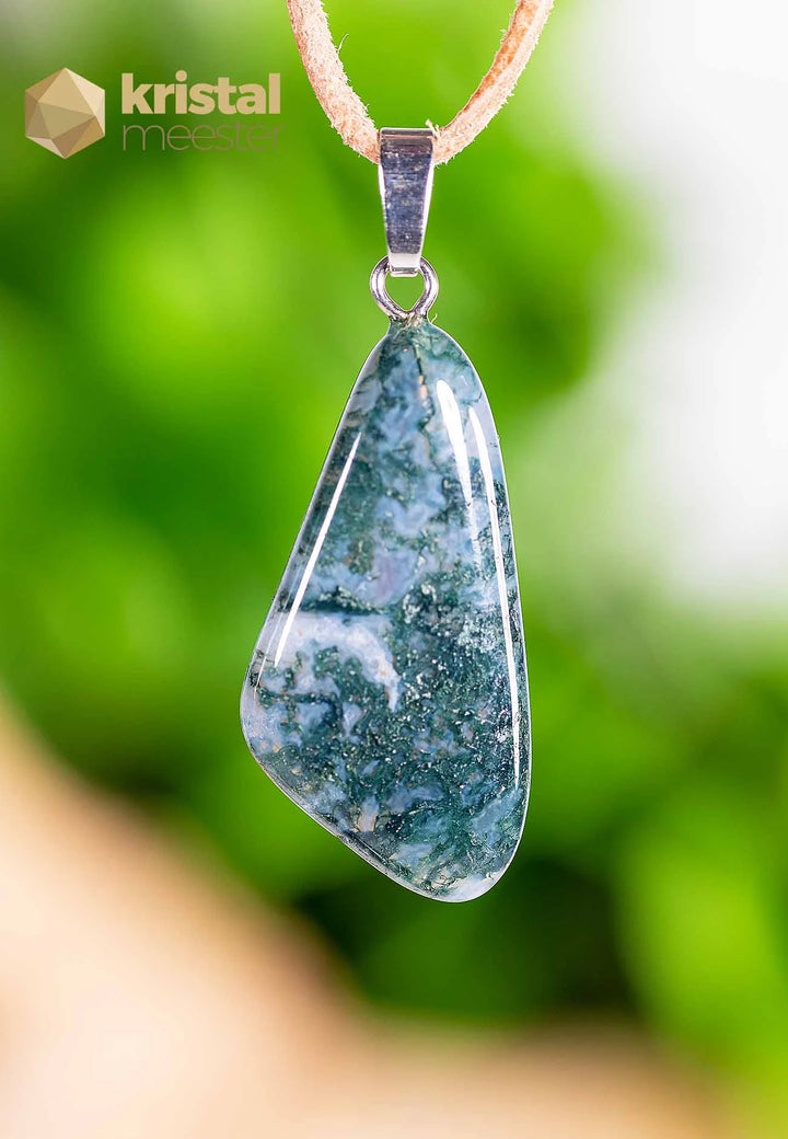 Moss Agate EX pendant with silver loop - no. 1