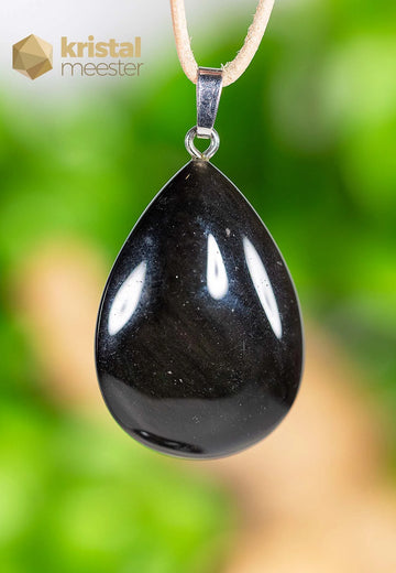 Black Obsidian pendant with silver loop - no. 3