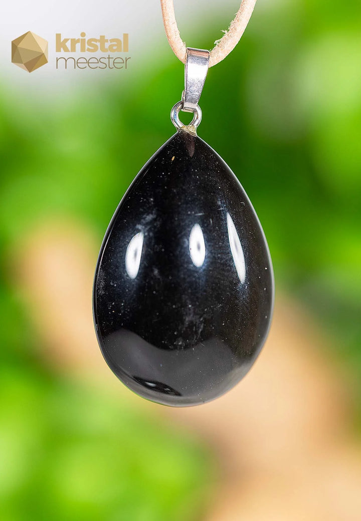 Black Obsidian pendant with silver loop - no. 4