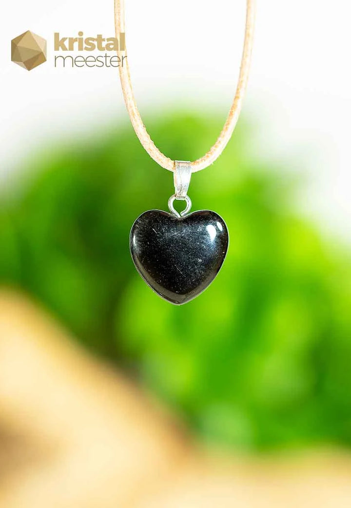 Obsidiaan Hartje hanger met zilver oog