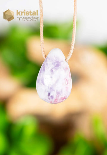 Pink Tourmaline & Lepidolite drop shaped pendant - no. 1