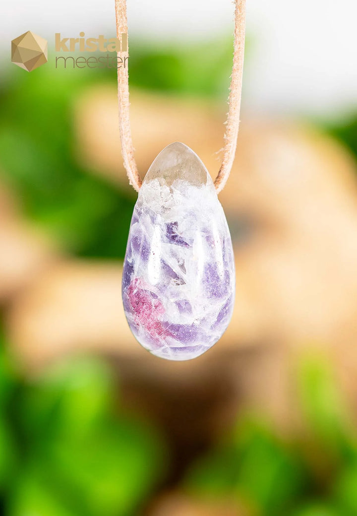 Roze Toermalijn & Lepidoliet druppelhanger - nr. 4