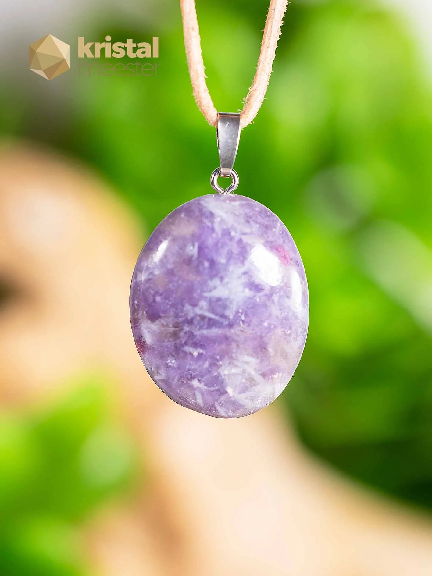 Pink Tourmaline & Lepidolite pendant with silver loop - no. 4