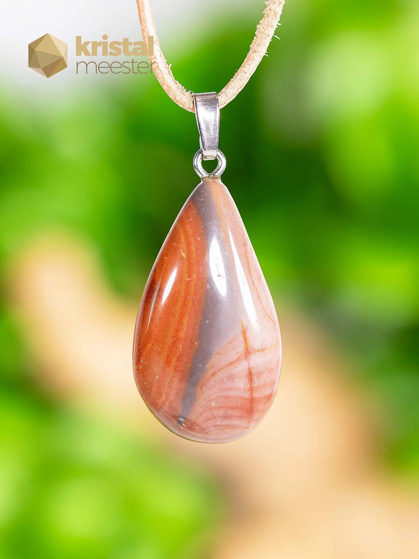 Polychrome Jasper pendant with silver loop - no. 3