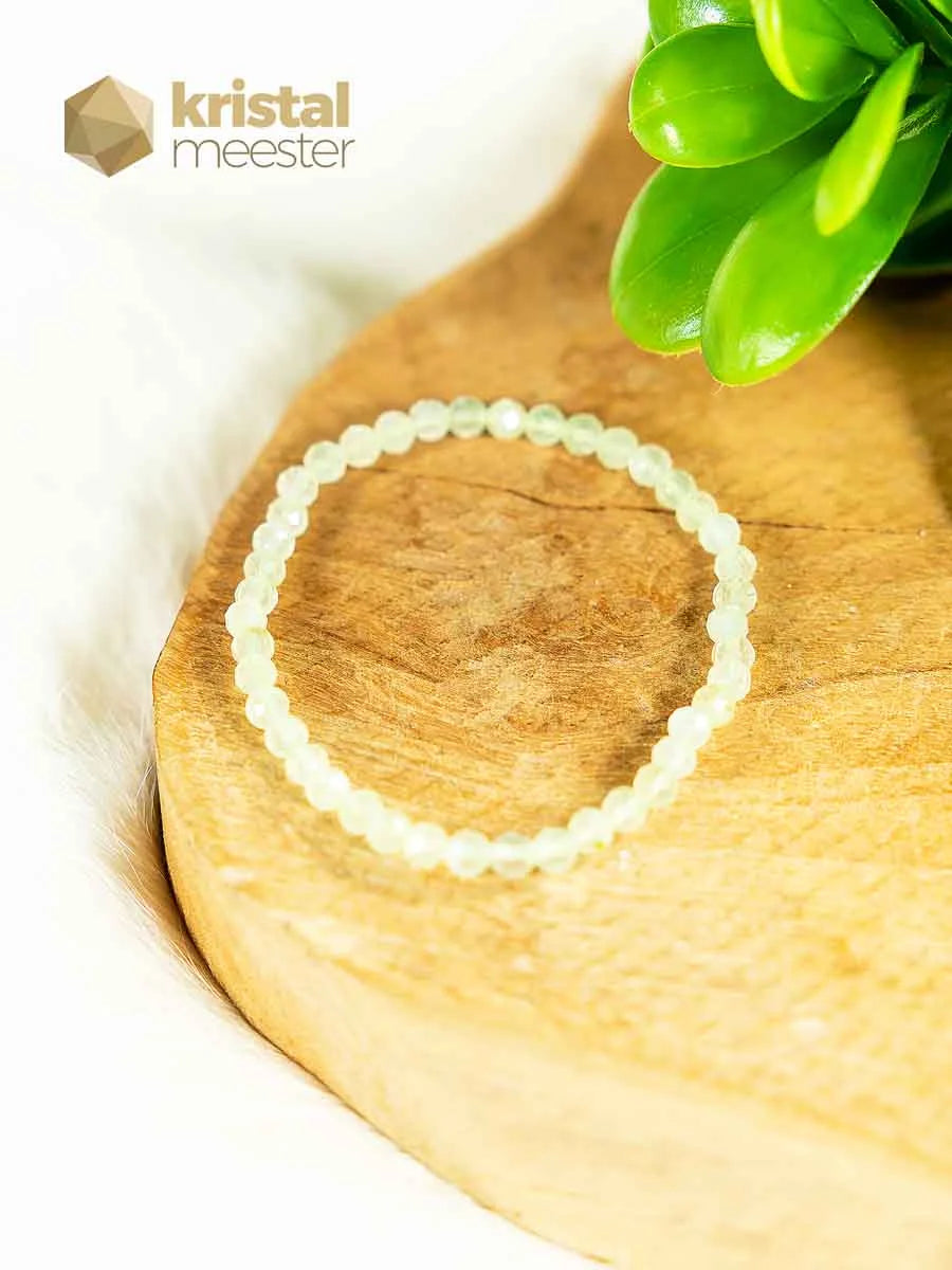 Prehniet Facet Geslepen Armband 3-4 mm