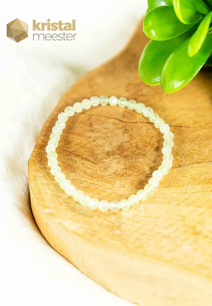 Prehniet Facet Geslepen Armband 3-4 mm