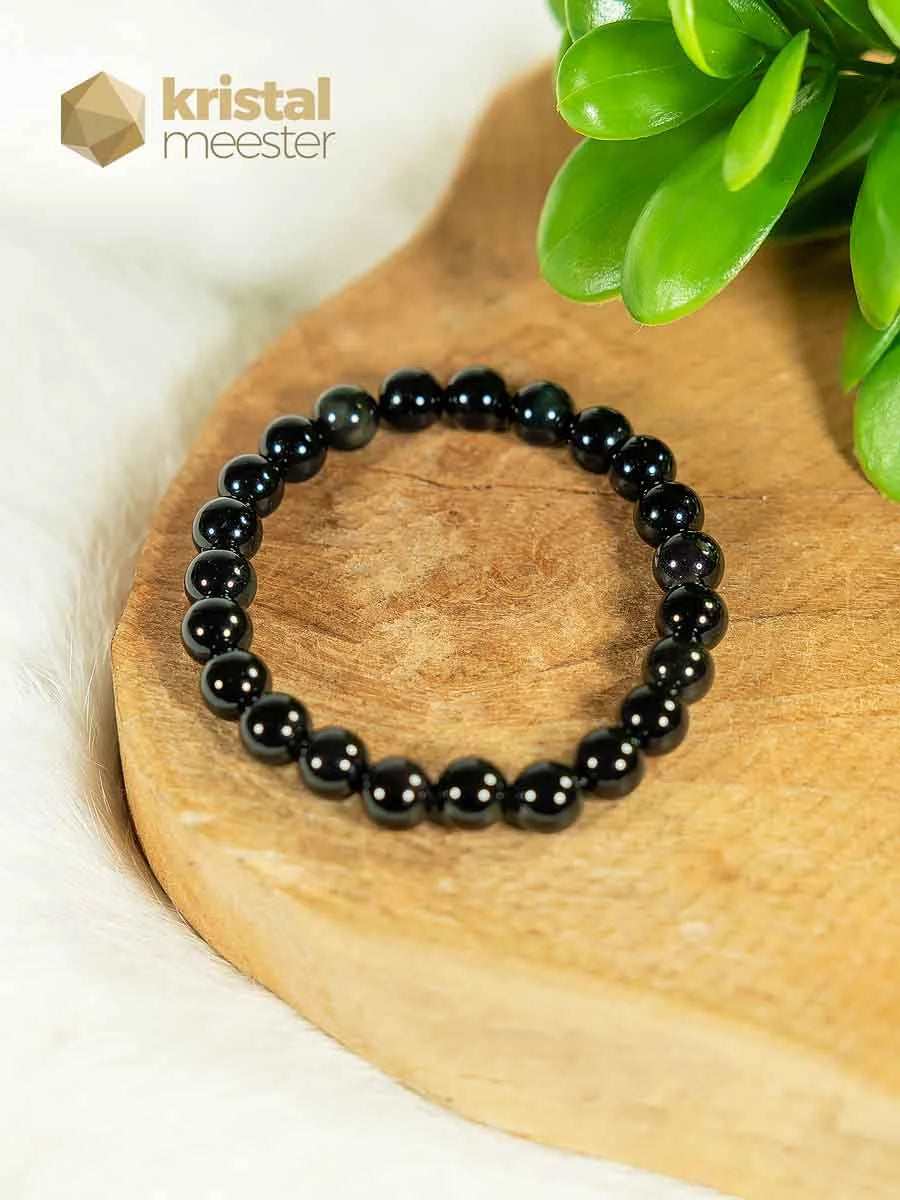 Regenboog Obsidiaan Kogelarmband - 8 mm