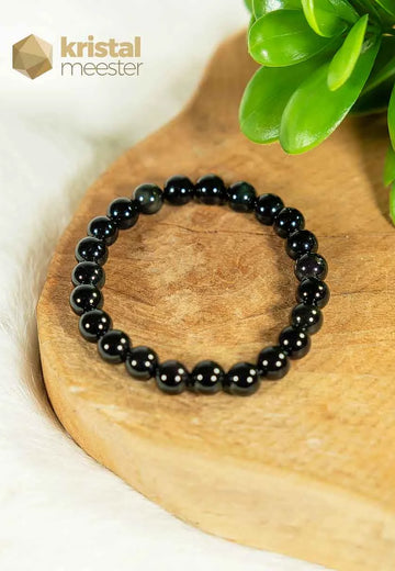 Regenboog Obsidiaan Kogelarmband - 8 mm