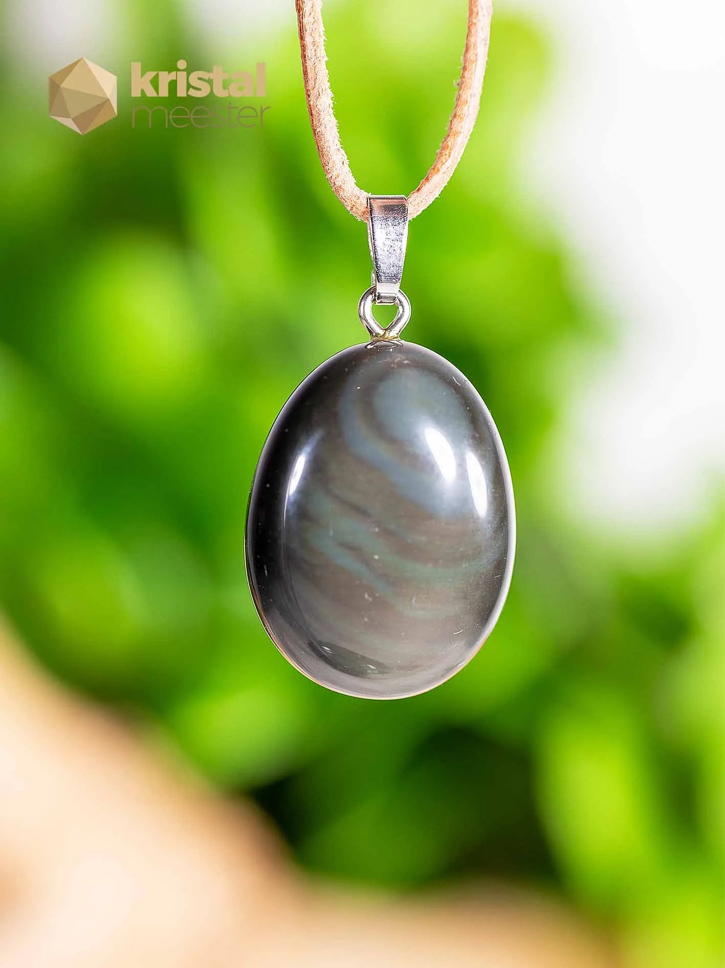 Regenboog Obsidiaan Hanger met zilver oog - nr. 5