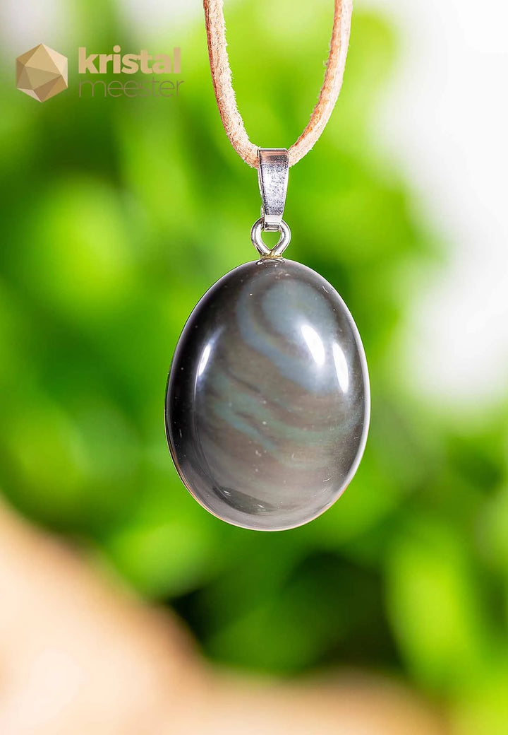 Regenboog Obsidiaan Hanger met zilver oog - nr. 5