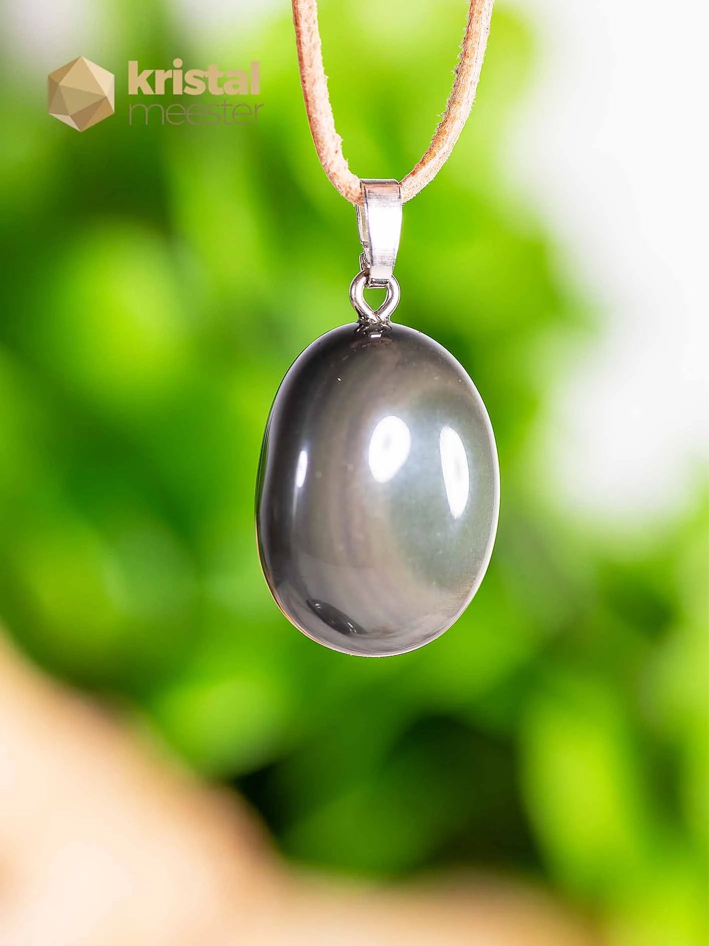 Regenboog Obsidiaan Hanger met zilver oog - nr. 6