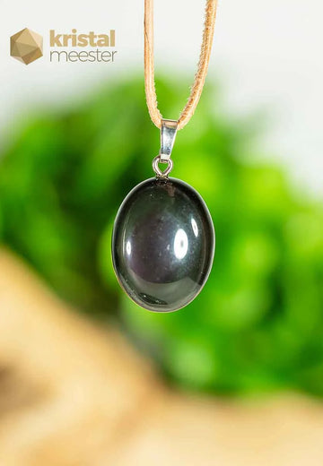 Regenboog Obsidiaan Hanger met zilver oog - nr. 4