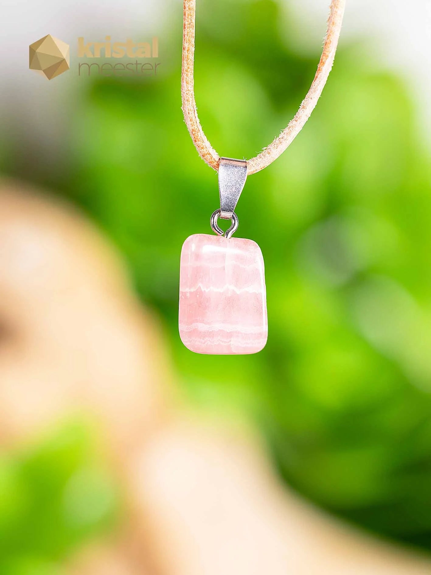 Rhodochrosite EX pendant with silver loop - no. 6