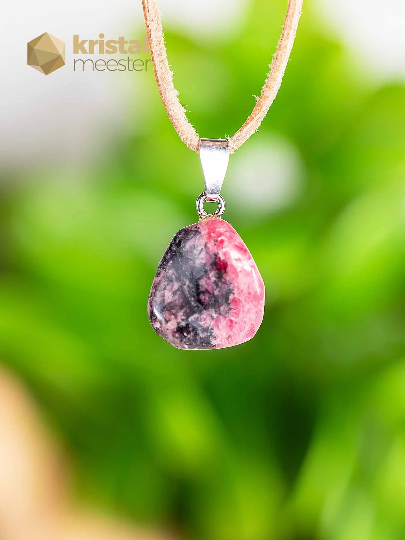 Rhodonite EX Pendant with silver loop - no. 4