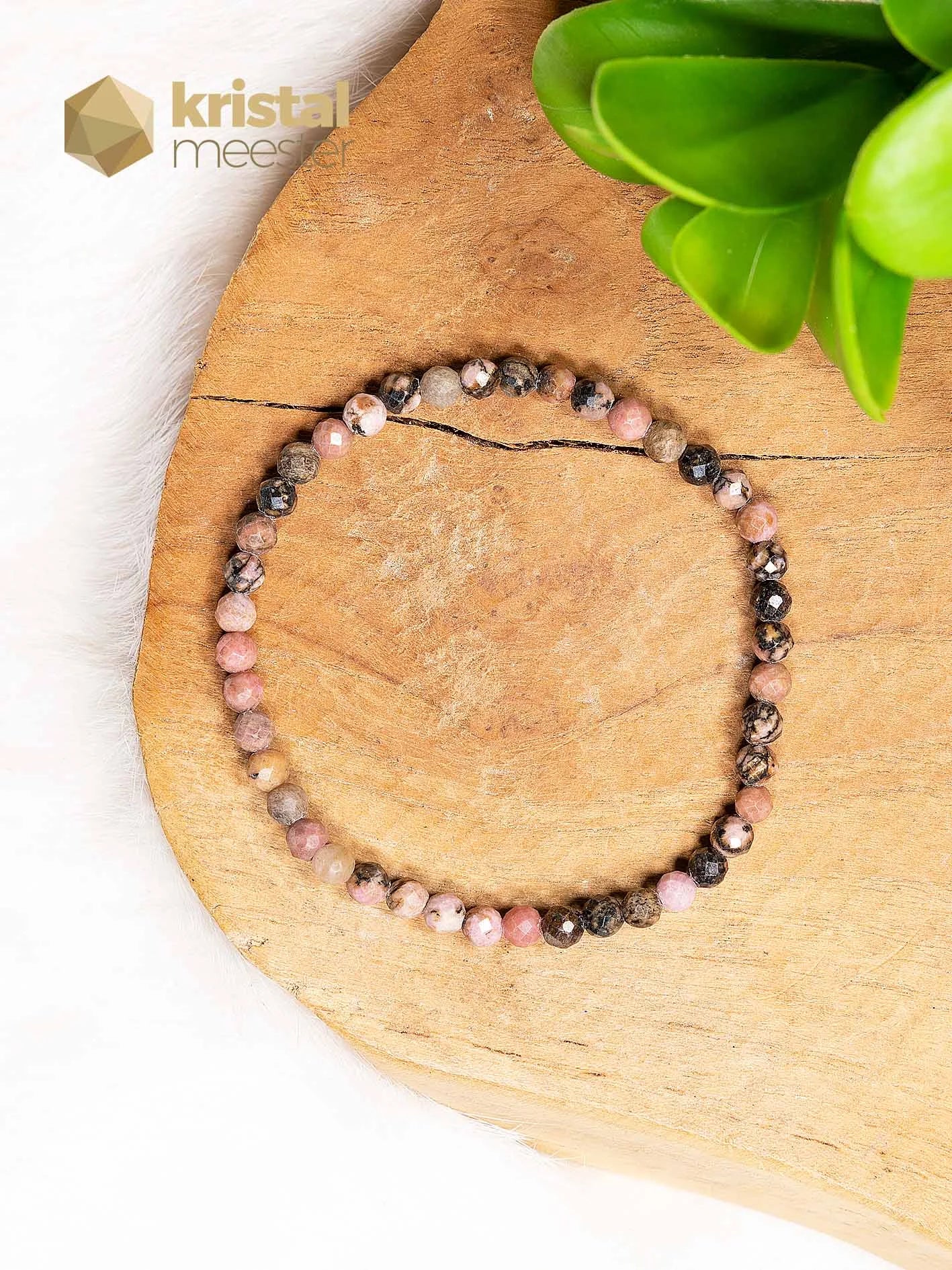 Rhodoniet Facet Geslepen Armband - 4 mm