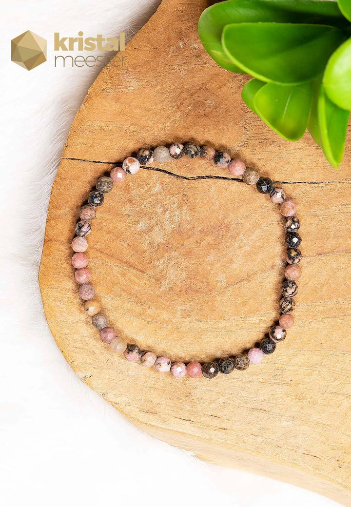Rhodoniet Facet Geslepen Armband - 4 mm