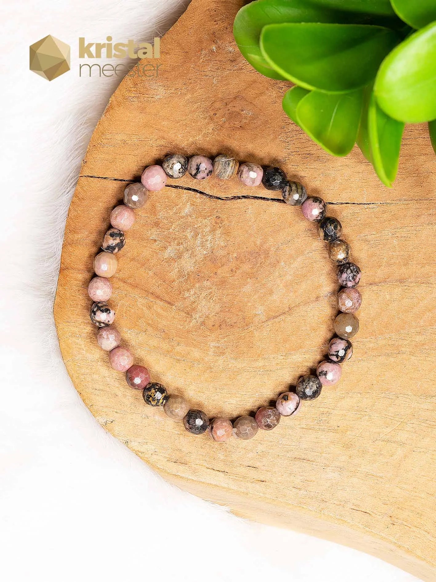 Rhodoniet Facet Geslepen Armband - 6 mm