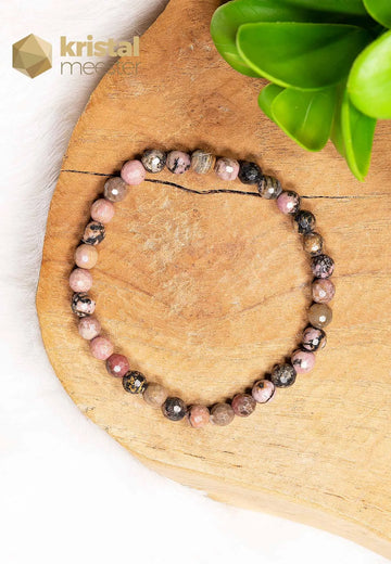 Rhodoniet Facet Geslepen Armband - 6 mm