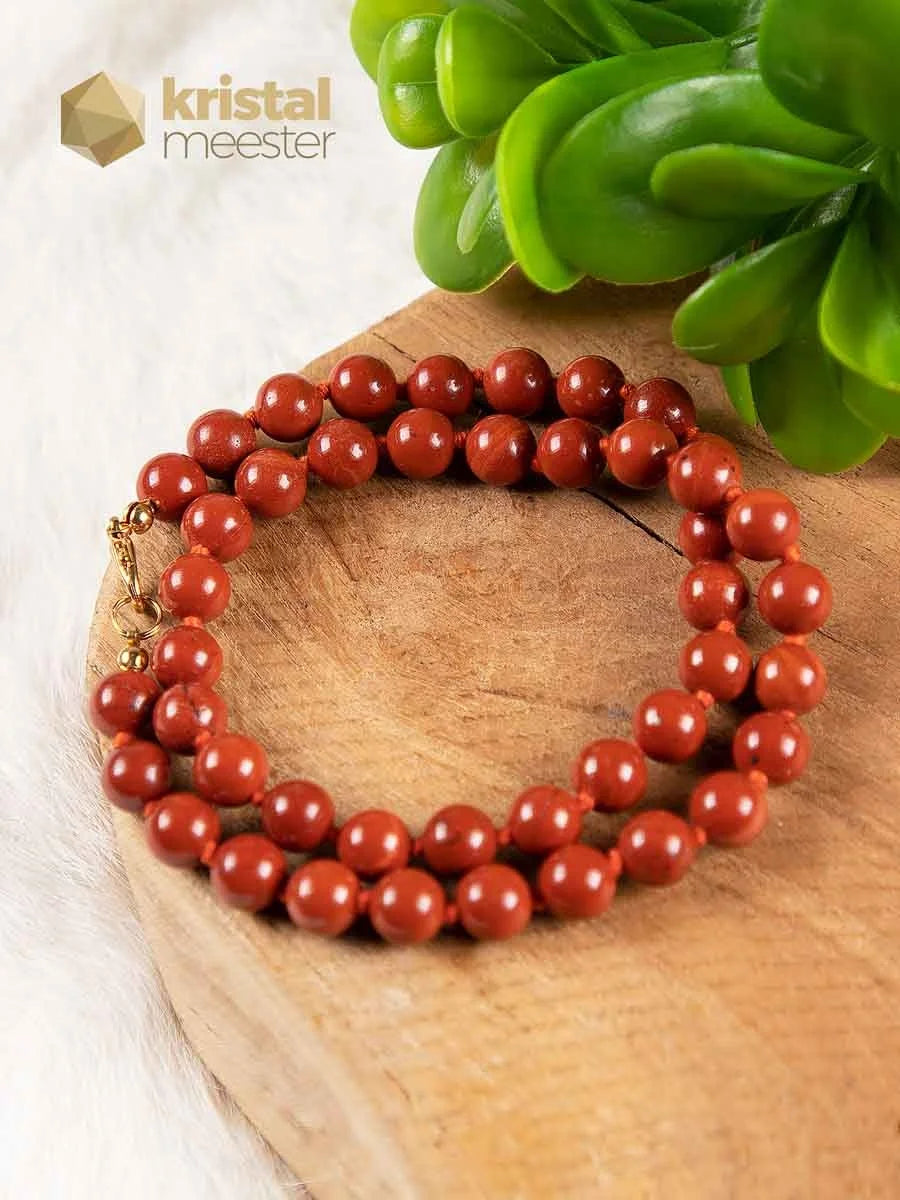 Rode Jaspis Kogelketting - 45 cm