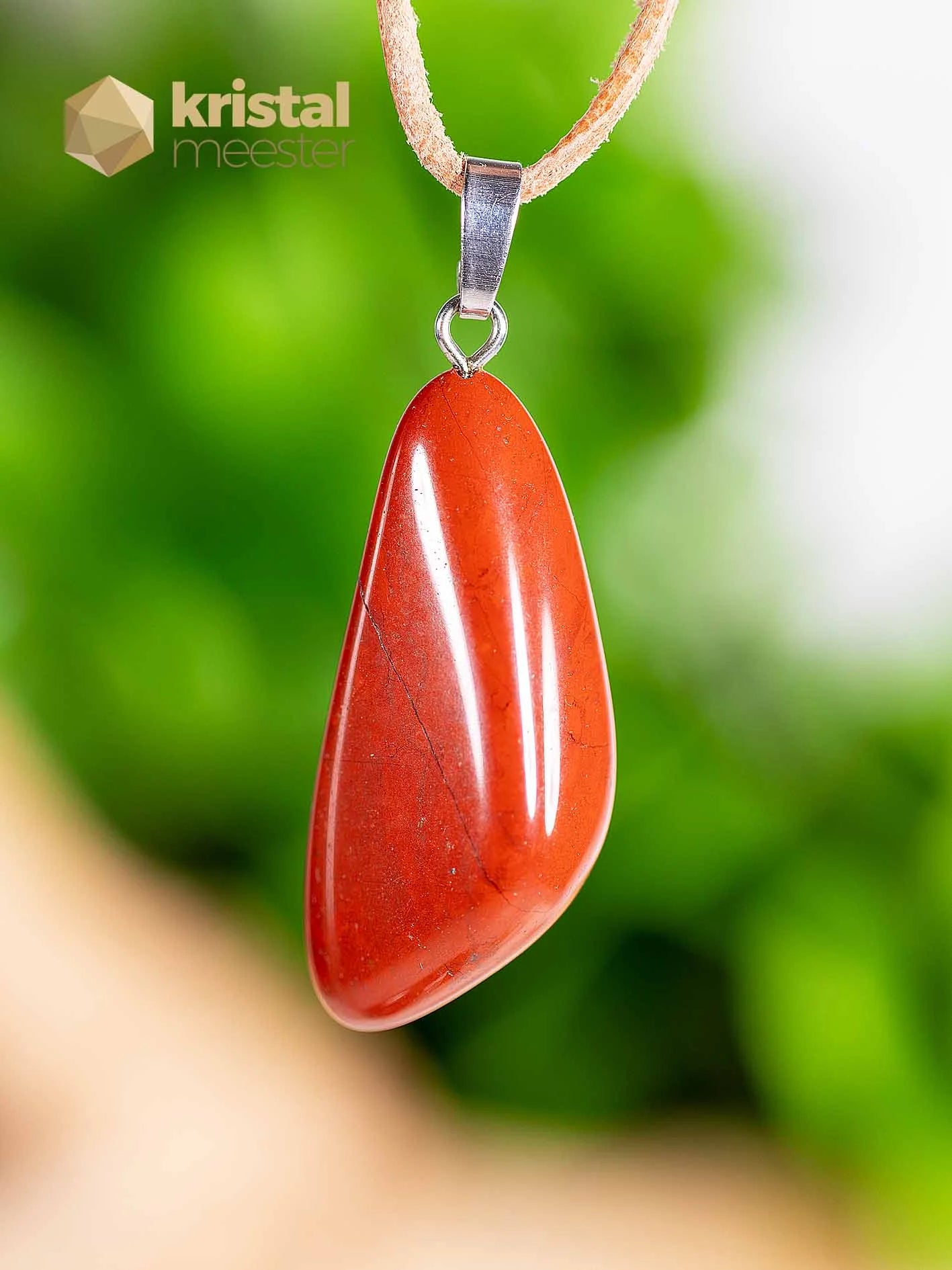 Rode Jaspis hanger met zilver oog - nr. 4