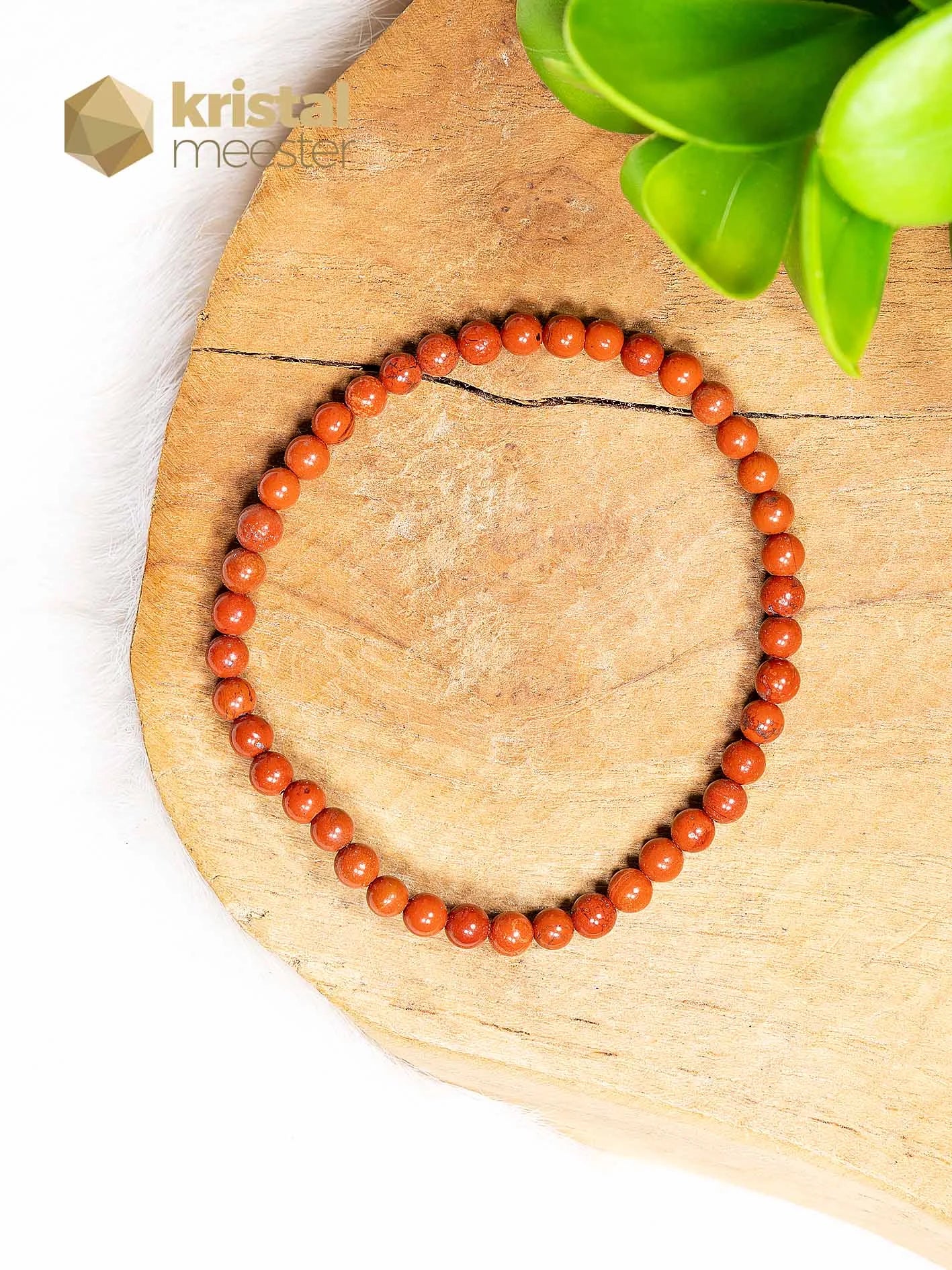 Rode Jaspis Kogelarmband - 3-4 mm