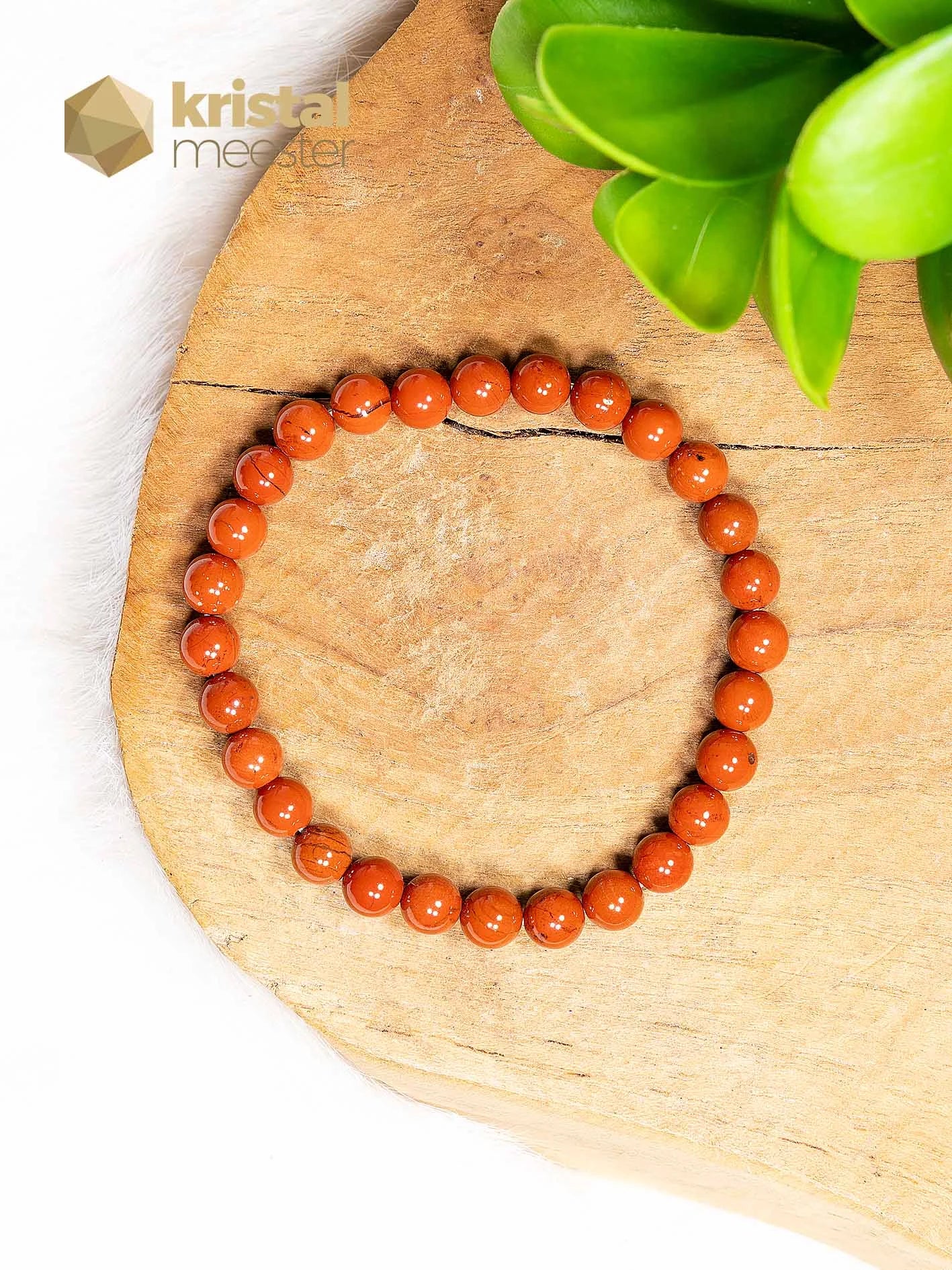 Rode Jaspis Kogelarmband - 6 mm