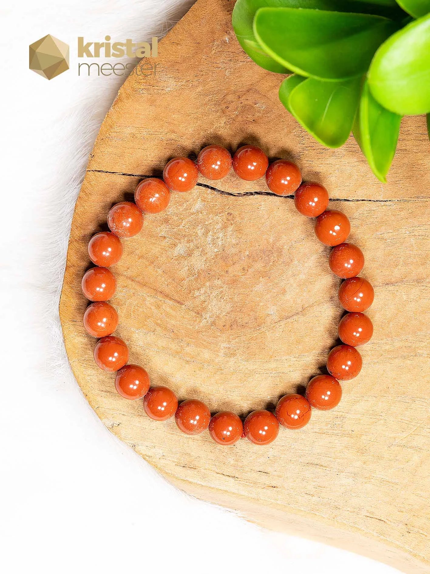 Rode Jaspis Kogelarmband - 8mm