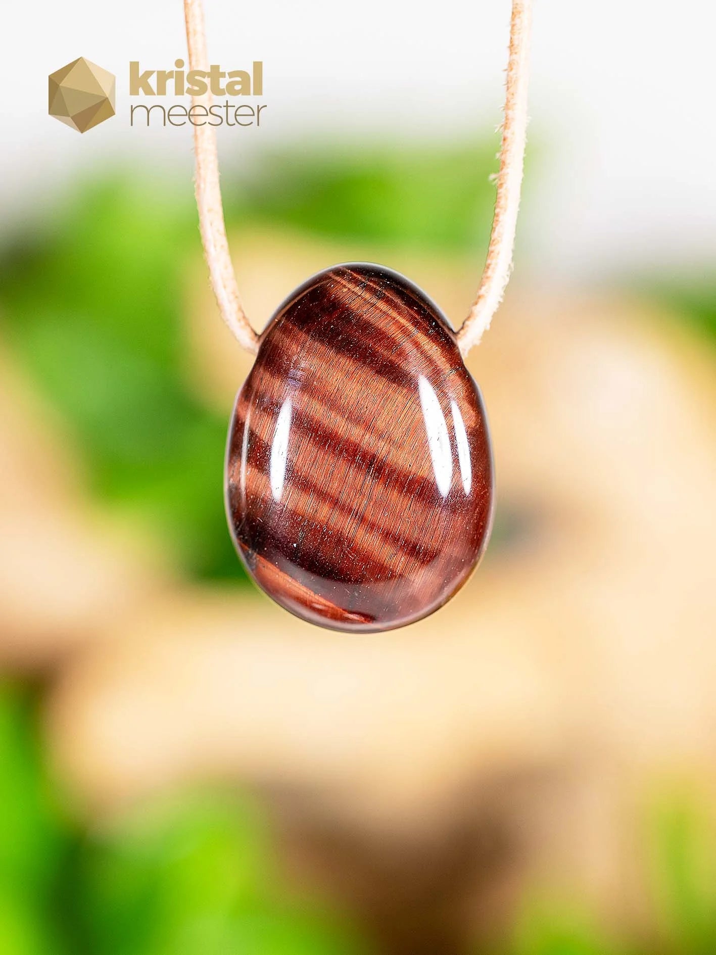 Rode Tijgeroog hanger, doorboord - nr. 3