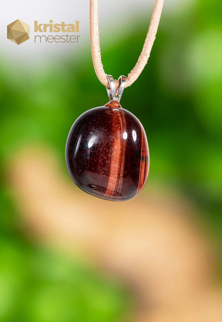 Red Tiger Eye Pendant with silver loop  - no. 1