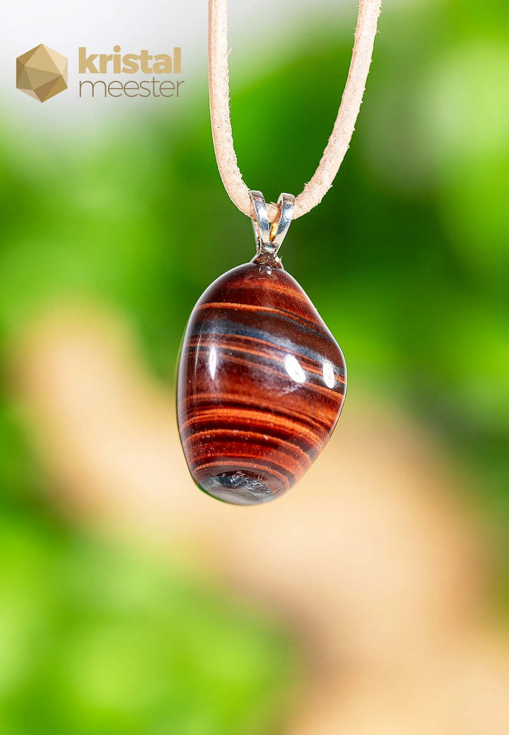 Red Tiger Eye Pendant with silver loop  - no. 2