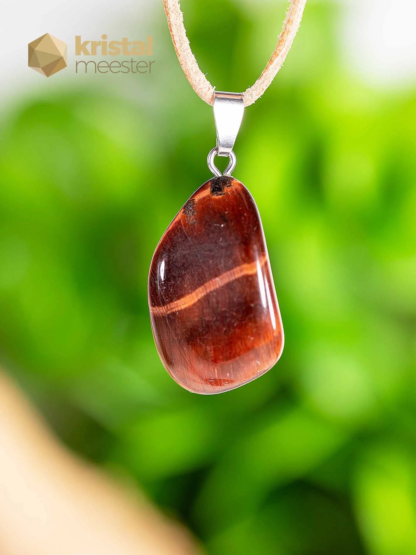 Red Tiger Eye EX Pendant with silver loop  - no. 2